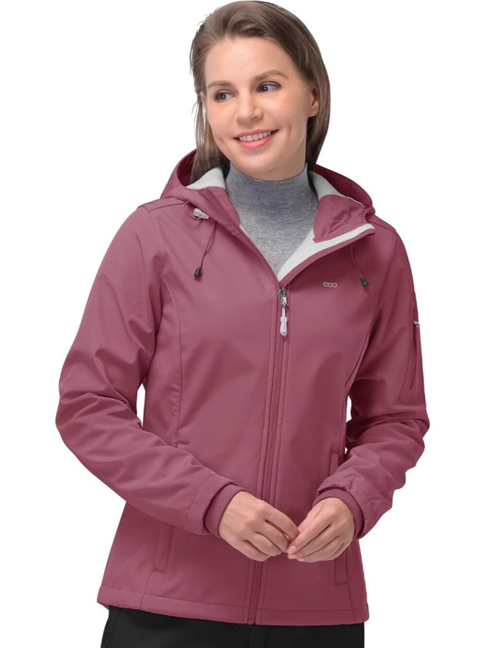 Women's Softshell Jacket Waterproof Hooded Fleece Lined Rain Coat